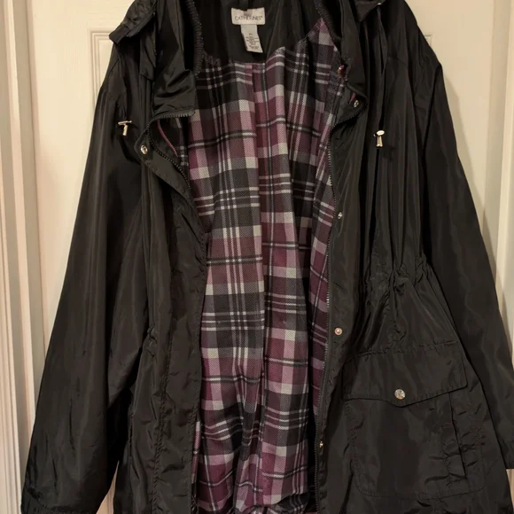 Catherines 3-in1 Parka Coat, 5x, Black/Magenta - Picture 5 of 6